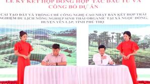 Lãnh đạo Công ty TNHH chè Ngọc Đồng và ông Akita Takeshi - Chủ tịch Công ty Japan Original Corporation ký hợp đồng hợp tác đầu tư dự án